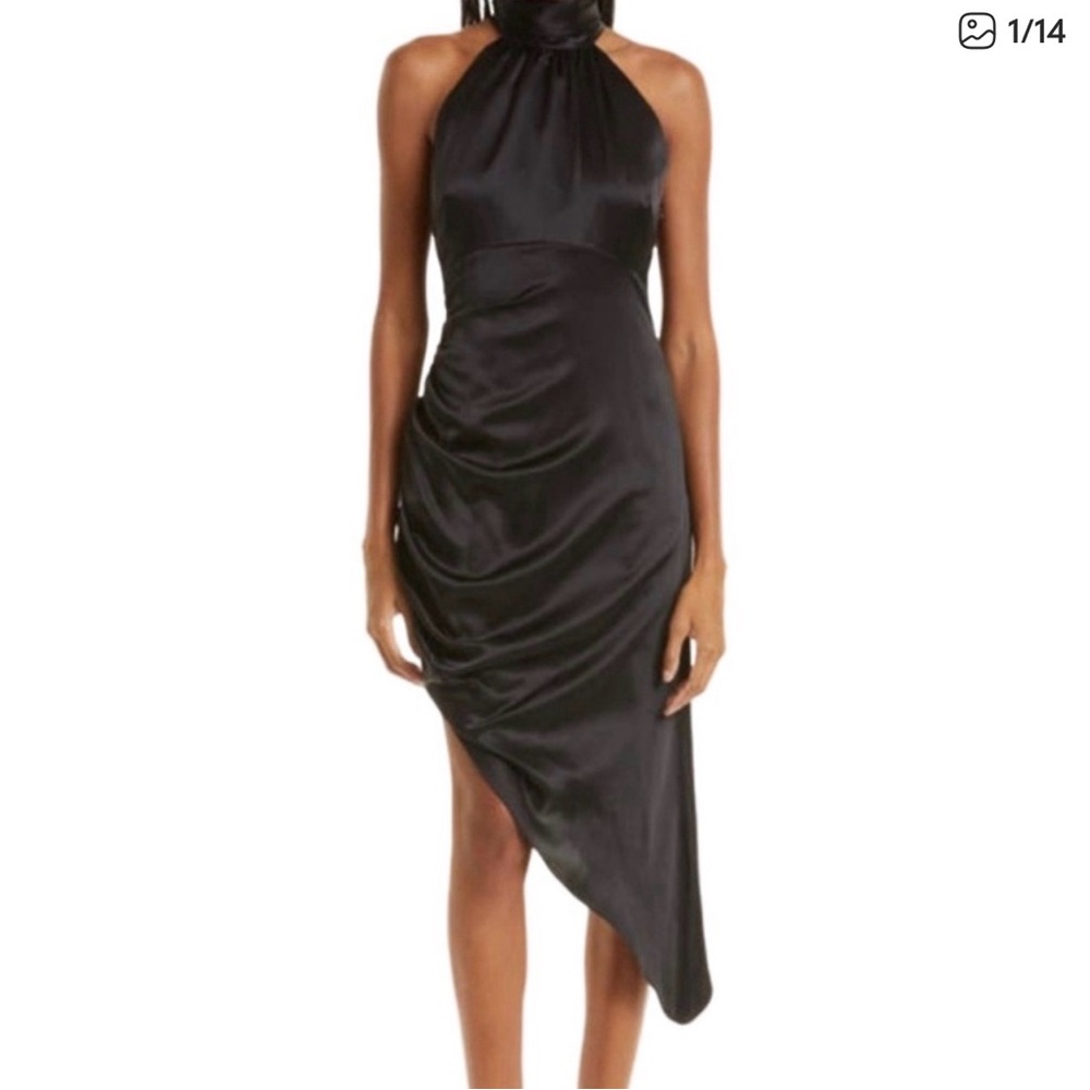 Cinq à Sept Black Asymmetrical Halter Dress